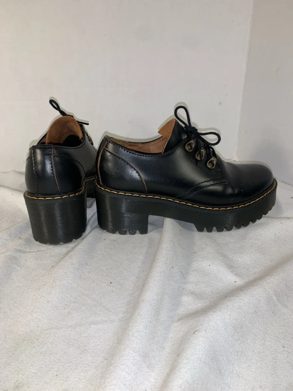 Dr. Martens Women’s ‘Leona Lo’ Black Platform Heeled Oxford Shoes
